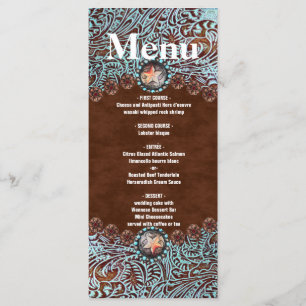 turquoise brown cowboy western wedding menu