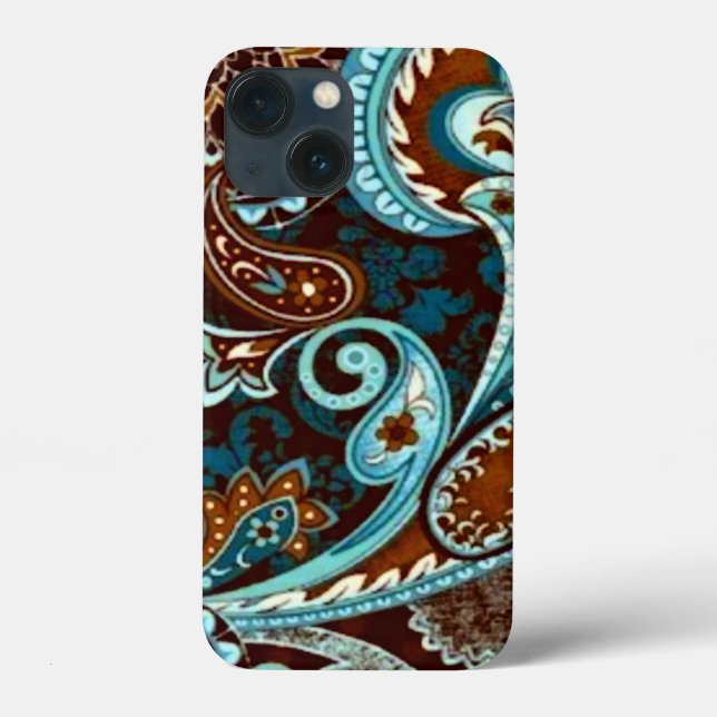 Turquoise Brown Vintage Paisley Case-Mate iPhone Case (Back)