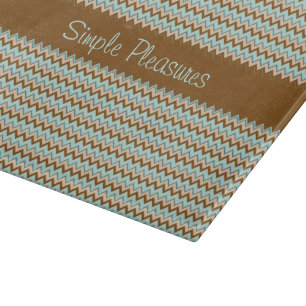 Turquoise Brown Zigzag Pattern Cutting Board