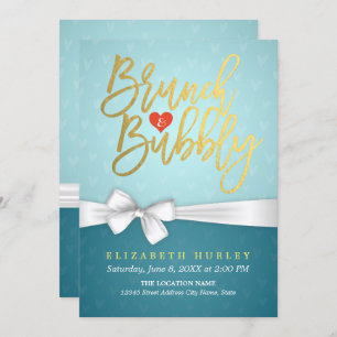 Turquoise Brunch & Bubbly Bridal Shower Invitation