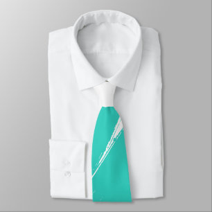 Turquoise Brush Modern White Background Tie