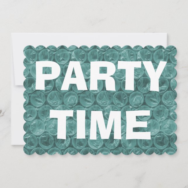 Turquoise bubble wrap pattern housewarming party invitation (Front)