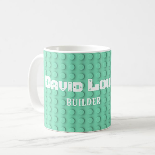 Turquoise building blocks coffee mug (Front Left)