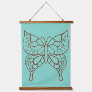 Turquoise Butterfly Art Tapestry 