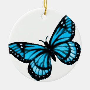Turquoise Butterfly Christmas Ornament