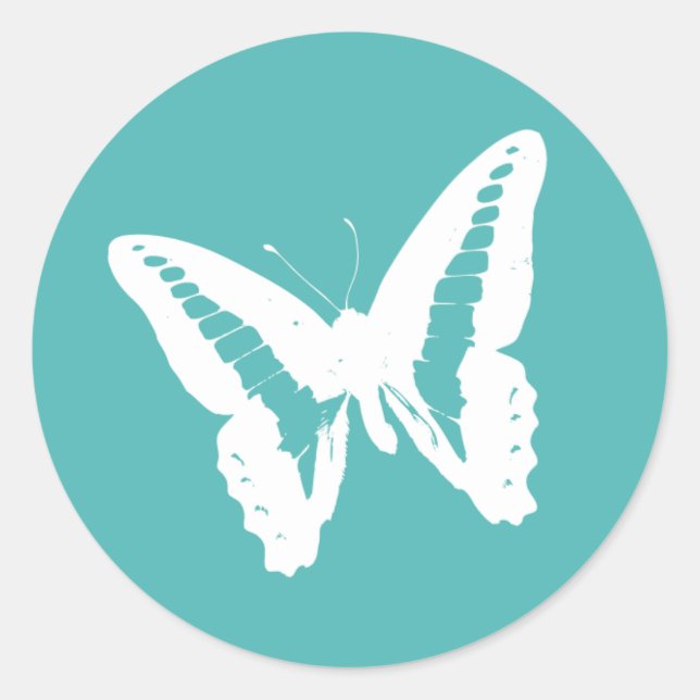 Turquoise Butterfly Envelope Sticker Seal (Front)