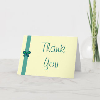Turquoise Butterfly Ribbon Wedding Thank You Card