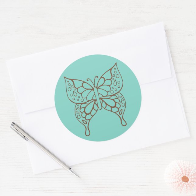 Turquoise Butterfly Stickers  (Envelope)