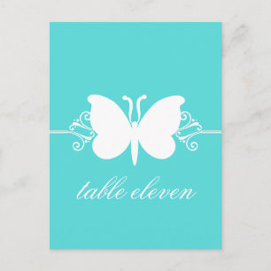 Turquoise Butterfly Swirls Table Postcard