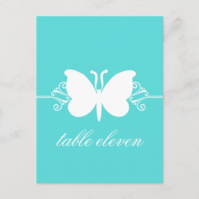Turquoise Butterfly Swirls Table Postcard (Front)
