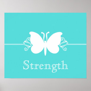 Turquoise Butterfly Swirls Virtue Poster