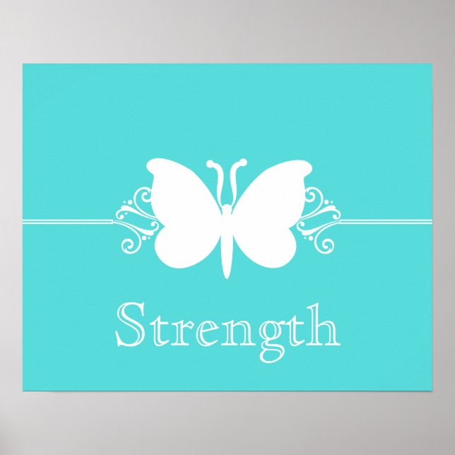 Turquoise Butterfly Swirls Virtue Poster (Front)
