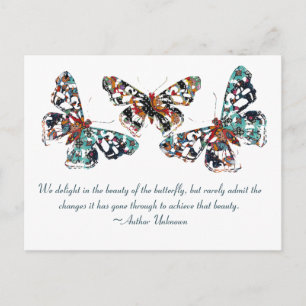 Turquoise Butterfly With Saying Postcard