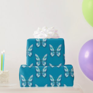 Turquoise butterfly wrapping paper