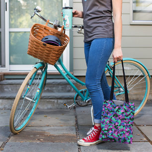 TURQUOISE CAMO PATTERN TOTE BAG