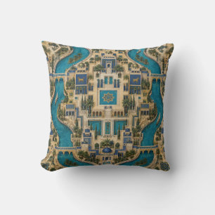 Turquoise Canal Palace Garden Pattern Cushion
