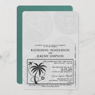 Turquoise Cancun Passport Wedding Invitation