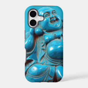 Turquoise Carved Happy Buddha Statue Iphone Case