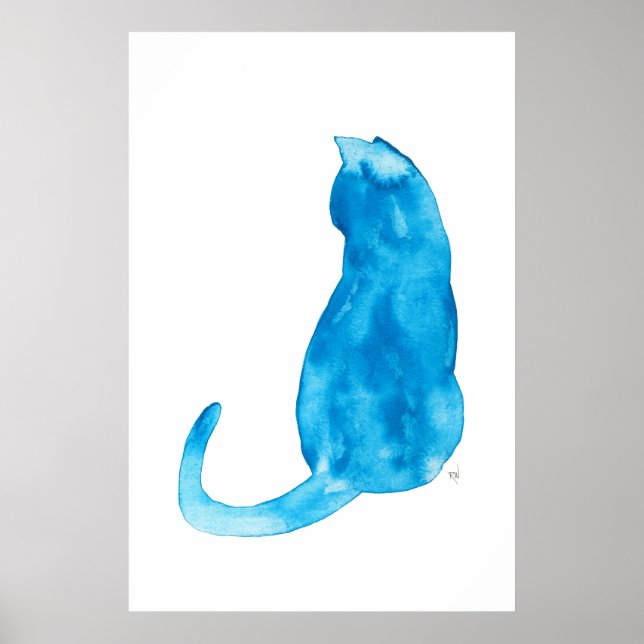 Turquoise Cat Watercolor Poster (Front)