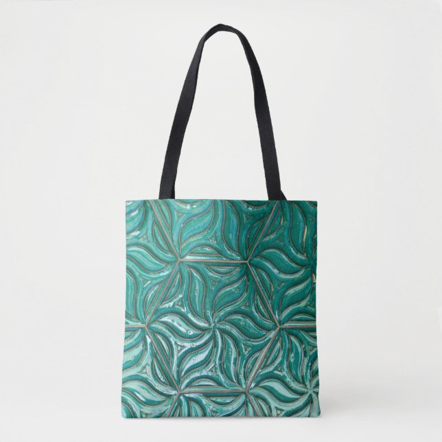 Turquoise ceramic tile wall textureabstract, archi tote bag (Front)