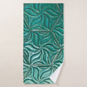 Turquoise ceramic tile wall textureabstract,archit bath towel