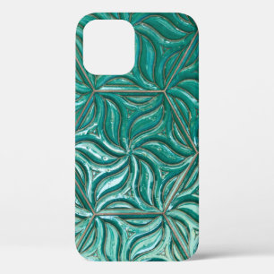 Turquoise ceramic tile wall textureabstract,archit iPhone 12 case