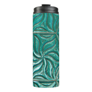 Turquoise ceramic tile wall textureabstract,archit thermal tumbler