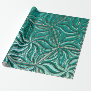 Turquoise ceramic tile wall textureabstract,archit wrapping paper
