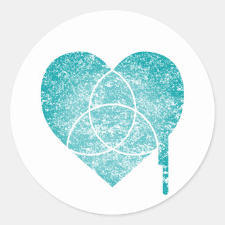 turquoise chart heart classic round sticker