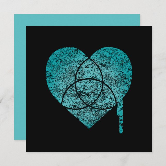 turquoise chart heart invitation (Front/Back)