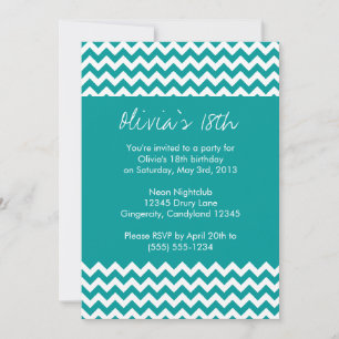 Turquoise Chevron Birthday Invitation