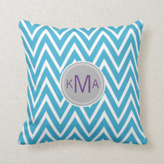 Turquoise Chevron Custom Monogram Pillow