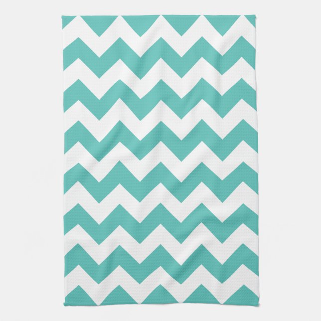 Turquoise Chevron Zigzag  Kitchen Towel (Vertical)