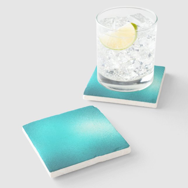 Turquoise Chic Aqua Blue Stone Coaster (Side)