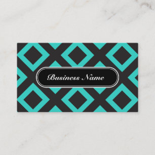 Turquoise Chic Graphic Square Pattern Business Card