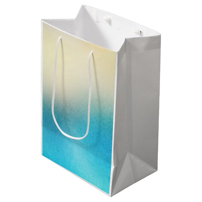 Turquoise Chic White Aqua Blue Medium Gift Bag (Front Angled)