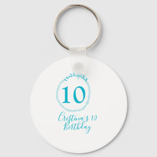 Turquoise circle. Round glitter 10th birthday bold Key Ring