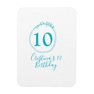 Turquoise circle. Round glitter 10th birthday bold Magnet