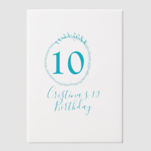 Turquoise circle. Round glitter 10th birthday bold Vellum Invitations