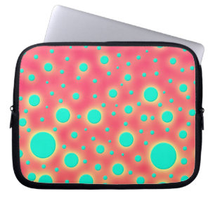 Turquoise Circles over Bright Pink Modern Design Laptop Sleeve