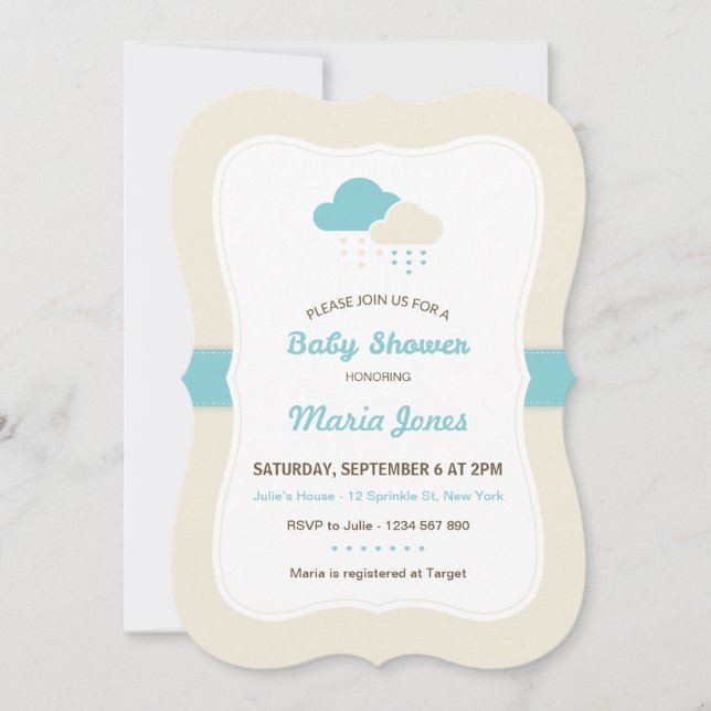 Turquoise Cloud Baby Shower Invitation (Front)