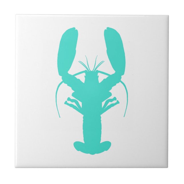 Turquoise Coastal Lobster Ceramic Tile (Front)