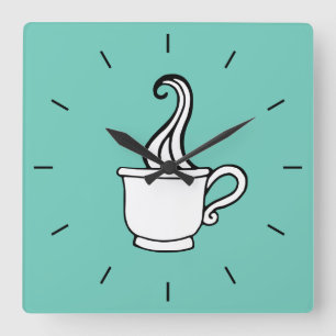 Turquoise Coffee Diner Wall Clock