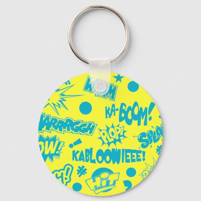 Turquoise Comics Call-Outs Key Ring (Front)
