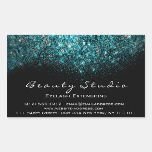 Turquoise Confetti Eyelash Makeup Beauty Salon Rectangular Sticker