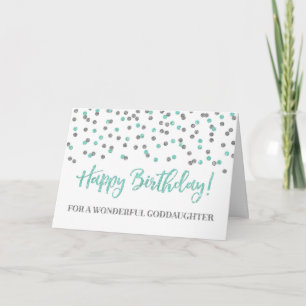 Turquoise Confetti Goddaughter Birthday Card