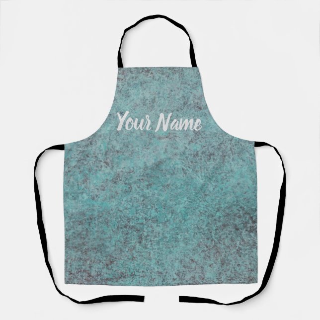 Turquoise Copper Patina texture gift Apron (Front)