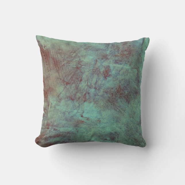 Turquoise Copper Textured Grunge Cushion (Front)