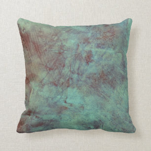 Turquoise Copper Textured Grunge Cushion