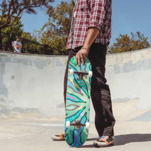Turquoise Coral Branch Skateboard